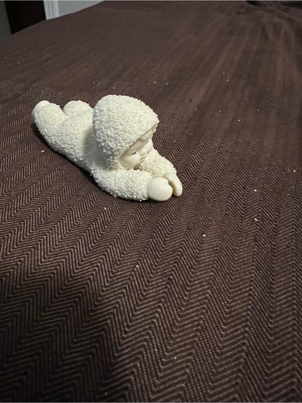 Department 56 Snowbabies Boy Laying on Floor w/ Feet Up